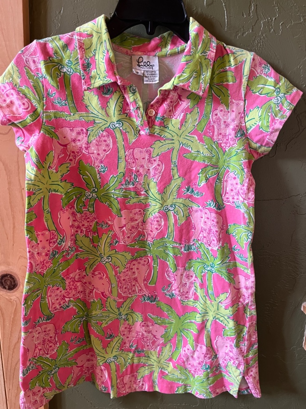 Lilly Pulitzer Pink & Lime Palm-Print Polo Dress
